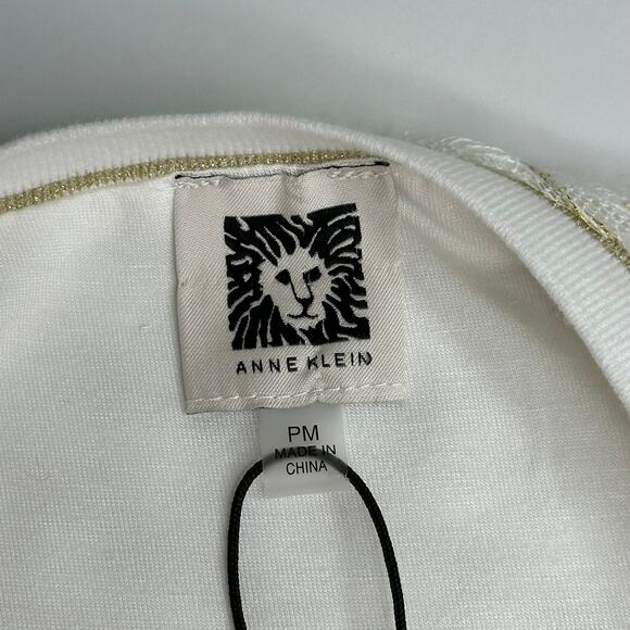 NWT Anne Klein White Gold Textured Knit Blouse Womens Size Petite Medium PM NEW - Picture 6 of 12